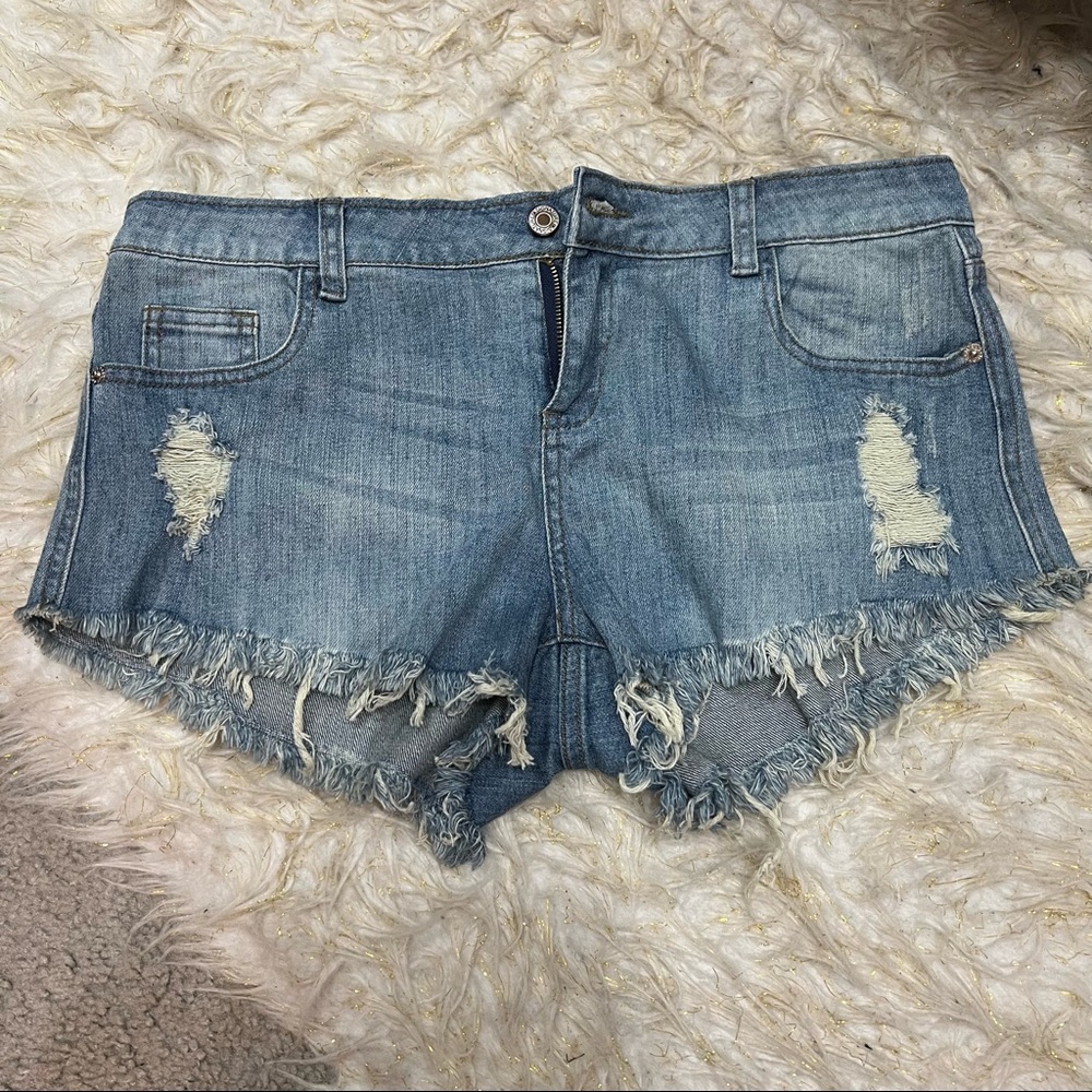 Denim Frayed Shorts